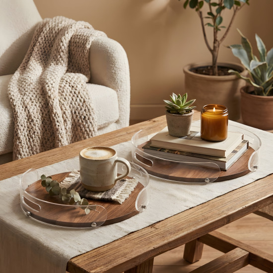 Wooden Tray Set 2 Pcs